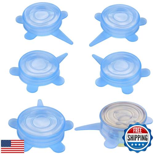 SLSON 6 Pack Pet Food Can Cover Stretchable 1 Fit 3 Universal Size Silicone C