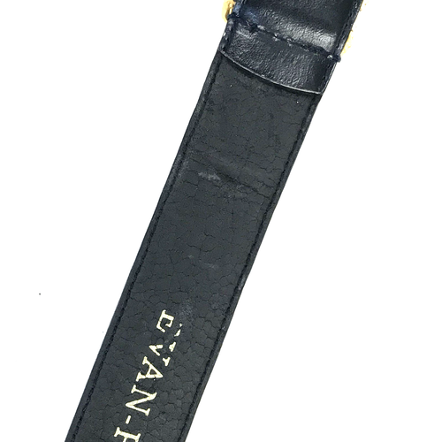 Vtg 80s 90s EVAN PICONE Belt Womens L Navy Blue Large Chunky Gold Buckle 1.25" W - Picture 6 of 8