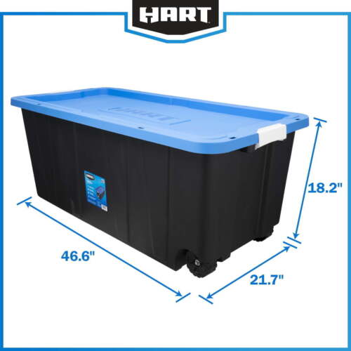 50 Gallon Rolling Plastic Storage Bin Container with Pull Handle & Lid, Set of 2 - Picture 8 of 16