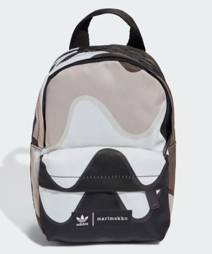 adidas Marimekko Small Backpack 7.5-9-3in 101oz IC5327 EUE89 Black New - Picture 1 of 10