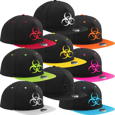 Snapback Cap bestickt mit Biohazard Motiv Kappe Basecap Mütze viele Farben Logo
