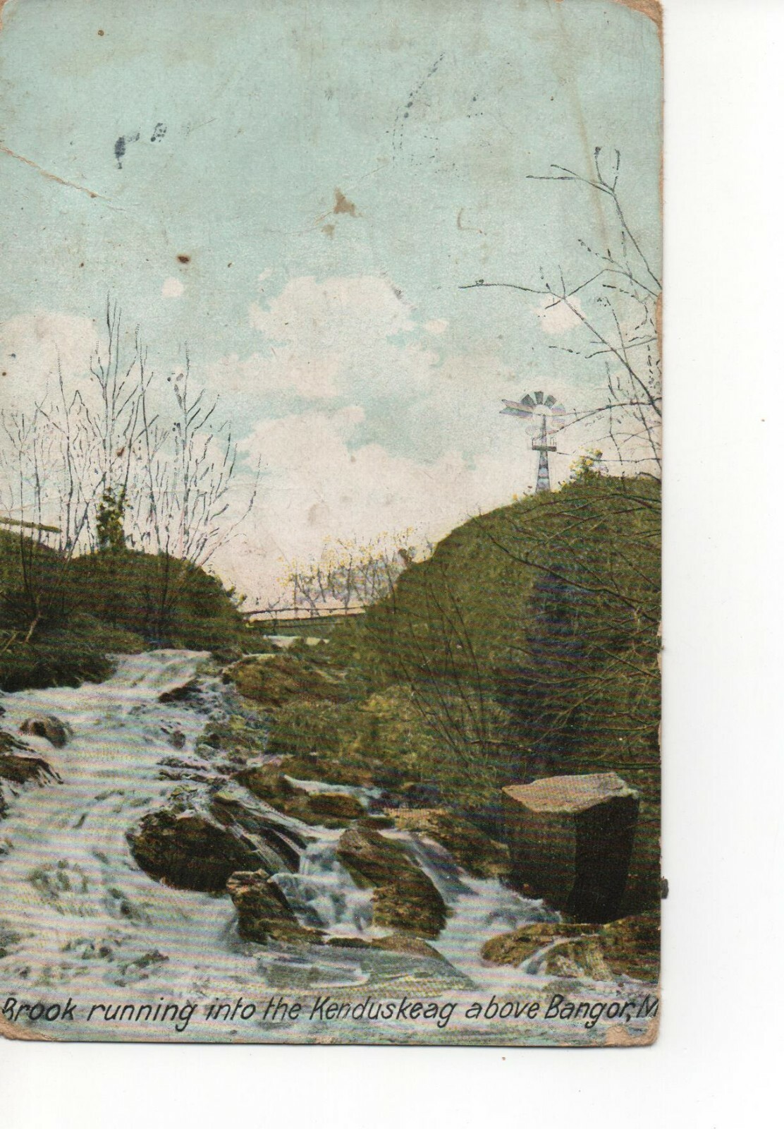 Bangor Maine Brook into Kenduskeag River 1912 Vintage Postcard E18 eBay