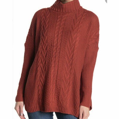 burnt orange cable knit sweater