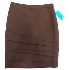 Brown Pencil Skirt Per Se Wool Blend Lined Pr...