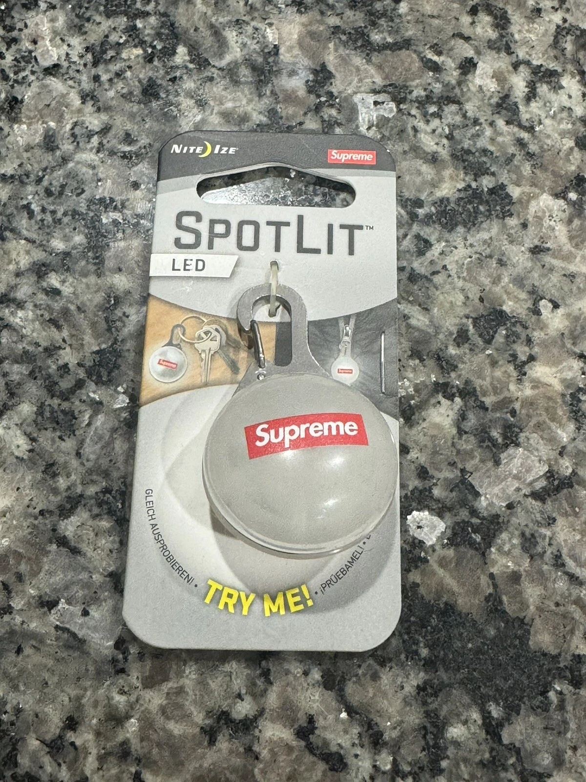 Clip/porte clés DEL transparent Supreme NiteIze SpotLit SpotLit S/S19 neuf emballage d'origine