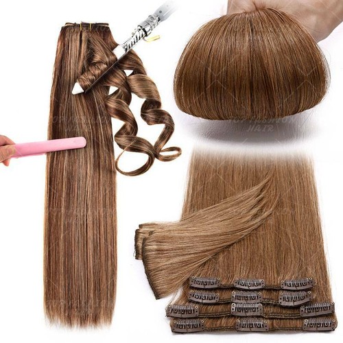 Clip in Human Hair Extensions Full Head 100% Real Remy Hair 24" 8PCS Long Ombre - Picture 14 of 103