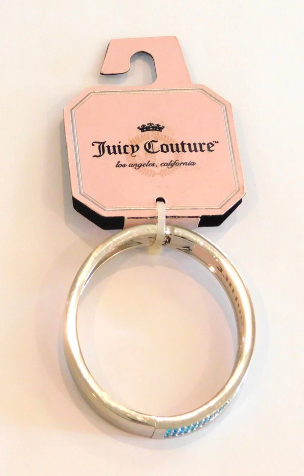Brazalete brazalete con bisagras enchapado en plata Juicy Couture + detalles de cristal pavé verde azulado Foto 3 de 4