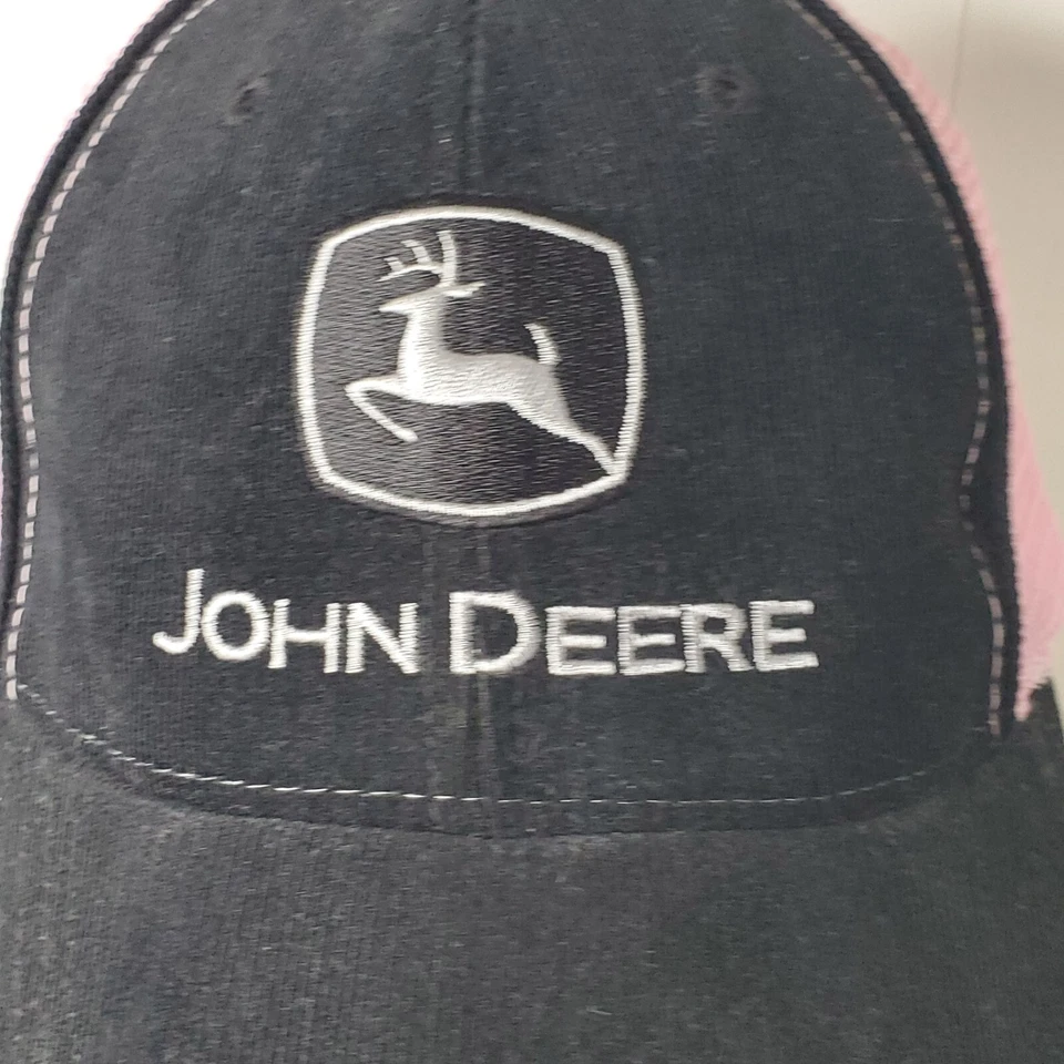 Gorra de béisbol John Deere negra pana rosa camionero con logotipo para mujer tractor granja Foto 3 de 4