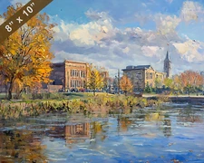 Noblesville skyline oil painting 8x10 Print