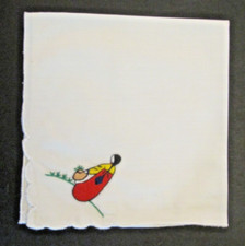 VTG Handkerchief Napkin Woman Plant Garden Embroidered Souvenir 11"