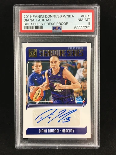 PSA 8 Diana Taurasi 2019 Donruss WNBA Press Proof GOLD /99 Signature Auto