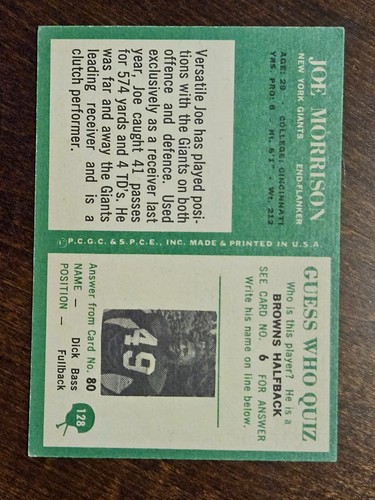 1966 Philadelphia Football Cards Complete Your Set You Pick Choose #105 - 198 - Picture 49 of 189