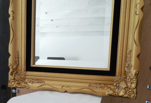 Ornate Solid Wood "18x21" Rectangle Beveled Custom Framed Wall Mirror - Picture 8 of 12