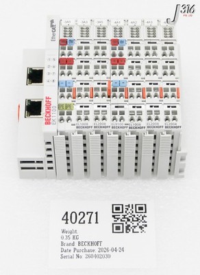 40271 BECKHOFF 7SLOT ETHERCAT TERMINALS MOTION CONTROLS, EL9011 EK1100