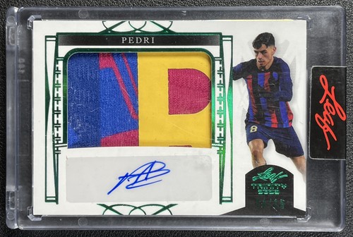 Pedri 2023 Leaf Trinity Soccer Game-Worn Patch Autograph Auto Green 14/15