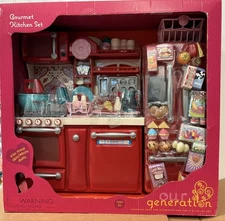 Our Generation RED GOURMET KITCHEN SET for 18” Doll, New in Box 
