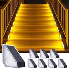 ROSHWEY Solar Step Lights Outdoor Waterproof, 8 Pack Triangle Solar Stair Lights