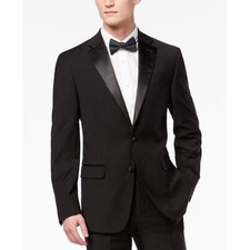 Calvin Klein Wool Blend Slim Fit Infinite Stretch Tuxedo Jacket Men's 38S Black