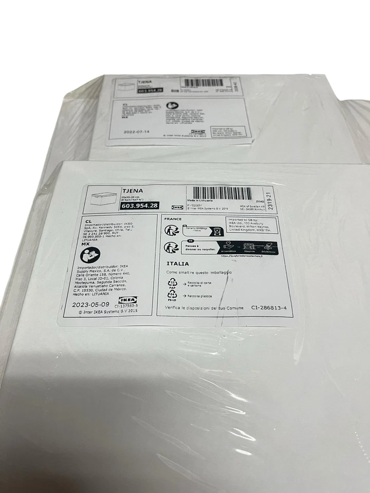 Lote de 2 cajas de almacenamiento IKEA Tjena con tapa blancas 12,5” x 13,75” x12,5” nuevas en caja Foto 3 de 4