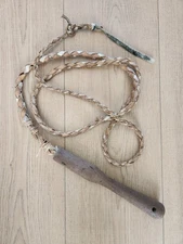Vintage 7 Foot Braided Leather Bull Whip Indiana Jones Style Decorative Old 