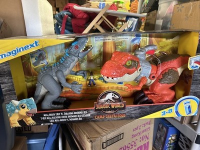 Imaginext Jurassic World Camp Cretaceous Mega T Rex Vs Thrashing Indominus  Rex