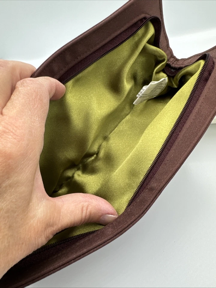 Bolso sin asas Avon Evening de colección para mujer marrón púrpura verde con cuentas florales Foto 2 de 4