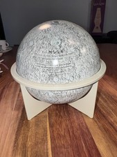 🌗VTG Replogle~The Moon~6" Lunar Map Globe Space Tin Litho Sphere w/ Stand 🌖