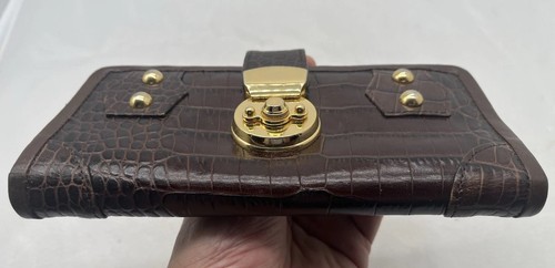 Vintage Rebecca Minkoff Women’s Leather Gold Tone Lock & Studded Clutch Wallet - Picture 5 of 15