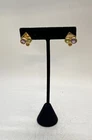 Vintage 14K Yellow Gold Amethyst Peridot Citrine Geometric Post Earrings 5/8"