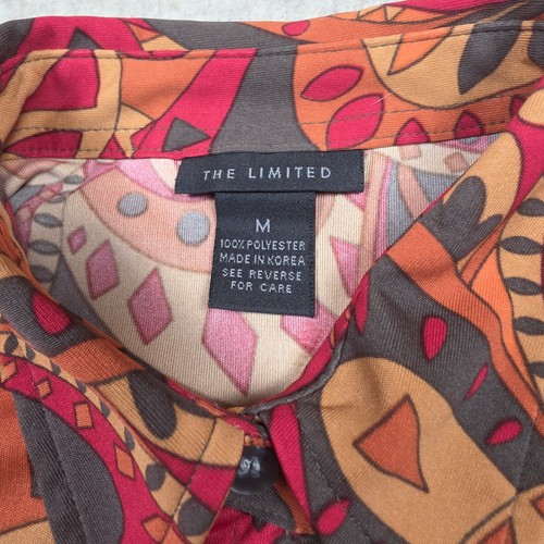 Blusa de Colección The Limited Elástica con Botones Diseño Psicodélico Talla Mediana - Imagen 4 de 7