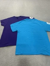 Trader Joe's Shirts Lot of 2 Women XL Purple Blue Short Sleeve Employee Crew