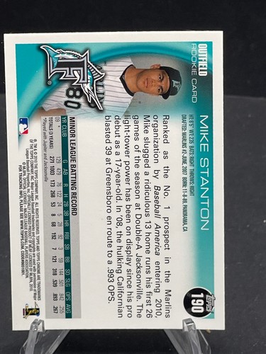 2010 MIKE GIANCARLO STANTON TOPPS CHROME ROOKIE CARD #190 RC HOT! - Picture 2 of 2
