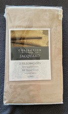 New Charter Club King Size Jacquard Sesame Pillowcases Cotton 2 PCS Set Damask