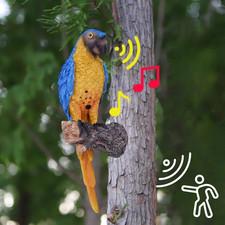 Motion Sensor Macaw Garden Ornament with Recordable Sound Hanging Parrot Outdoor