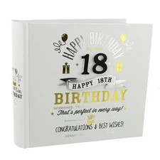 Signography Boxed White Black and Gold Photo Album - 18th Birthday