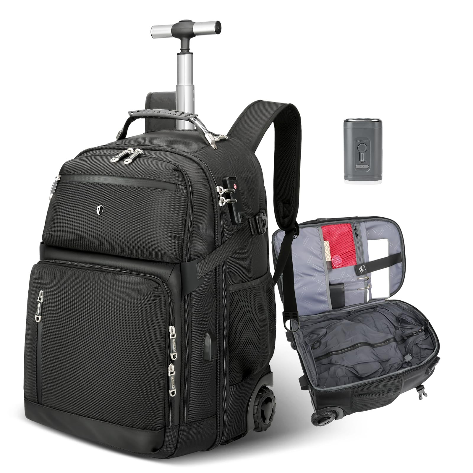 Vacuum Rolling Backpack,50L Roller Travel Laptop Backpack with Anti-Theft,rol...