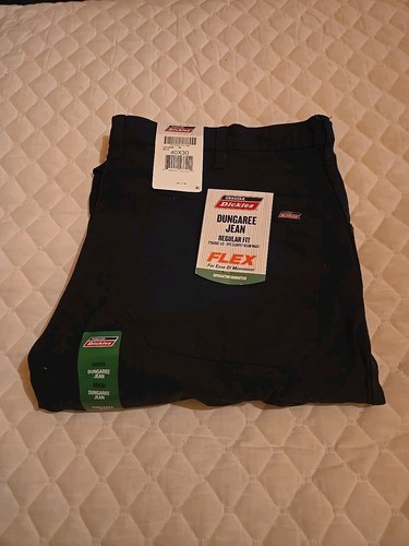 Neu Original Dickies Herren Flex Duck Latzhose Jeans schwarz GRÖSSE 40x30