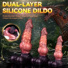 Fantasy Dildo Dragon Textured Dual-layer Silicone Penis Huge Anal Plug Sex Toys