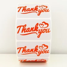 Thank You Heart Stickers - Packaging Labels for Small Business & Gifts 2"
