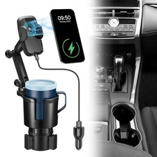 Cup Holder Phone Charger, 15W Fast Charging Auto Clamping, Phone Holder for C...