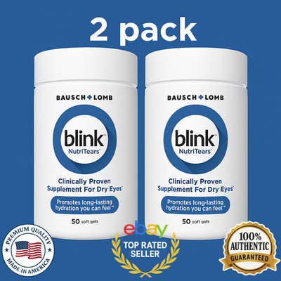 [2 Pack] AUTHENTIC Blink NutriTears for Dry Eyes, 50 Softgels     Exp 4/2026