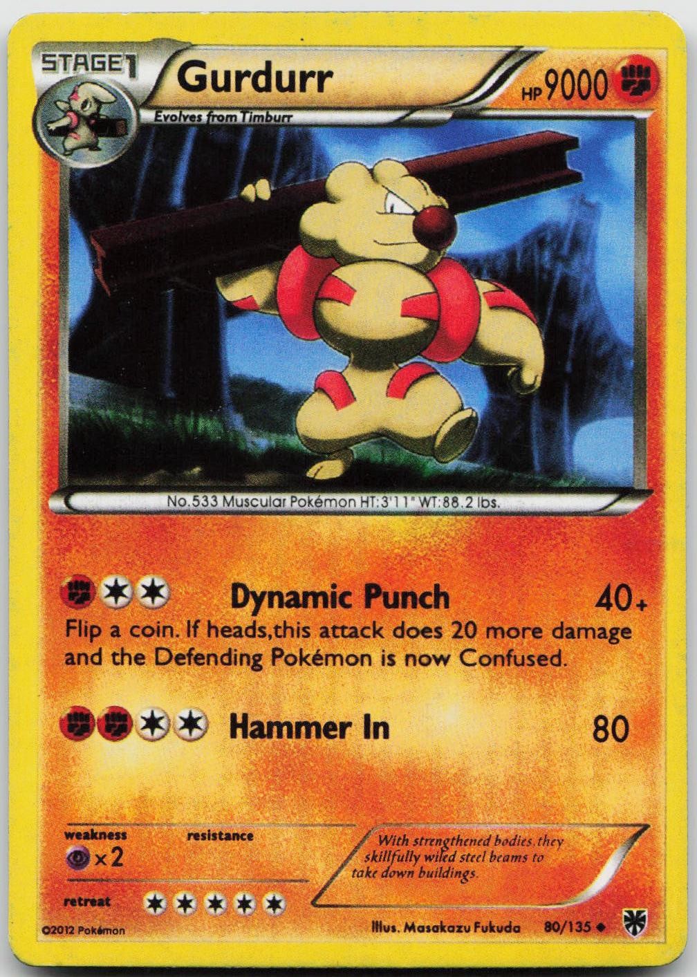 LP Gurdurr 80/135 Uncommon Plasma Storm Pokemon