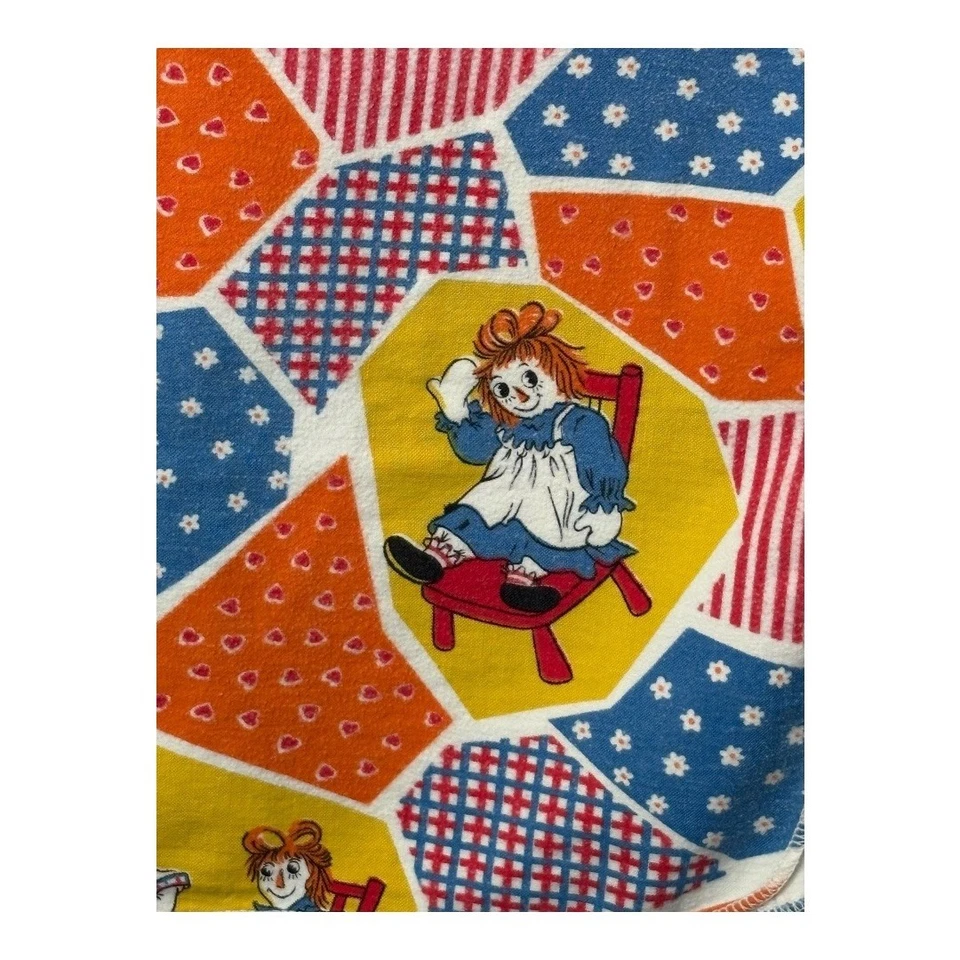 Manta vintage Raggedy Ann & Andy niños bebé colorido estampado de retazos 40x26 Foto 4 de 4