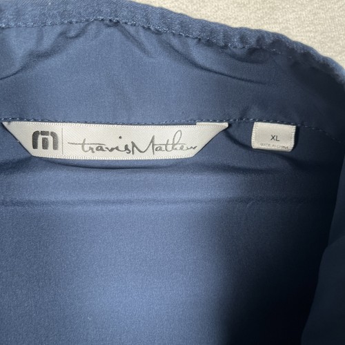 Pullover de golf Travis Mathew 1/4 cremallera para hombre XL azul marino chaqueta ligera bolsillo para teléfono - Imagen 3 de 9