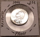 1964 Washington Quarter 25Cent PROOF Mint State 90% Silver Coin