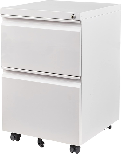 2 Drawer File Cabinet with Lock and Wheels,White Rolling File Cabinets,Locking M - Picture 10 of 12