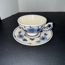 Vintage Delft Cobalt-Blue  White Demitasse Cup  Saucer, Hand painted, Holland