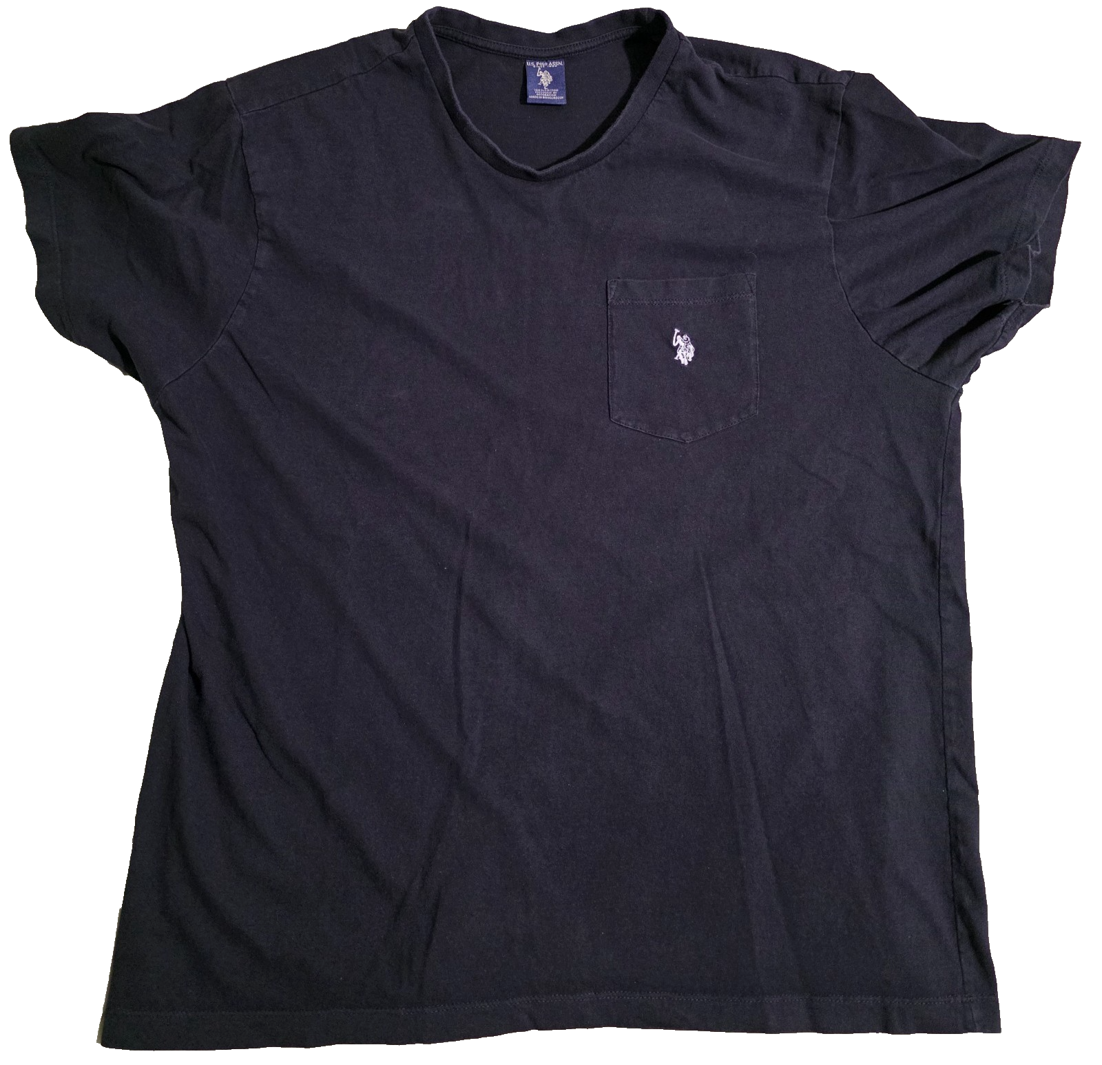 U.S. Polo Assn camicia uomo grande nera tasca pony manica corta casual girocollo