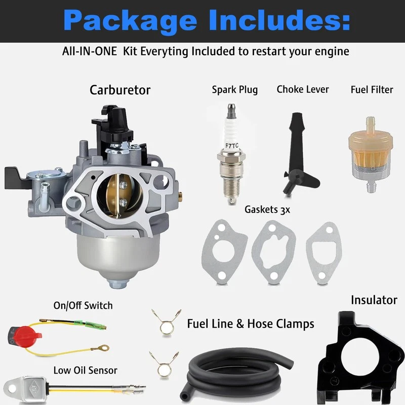 Conjunto de carburador de motor Powerland PDST32 PDST32E PD420 PD420E PDQG400 PDQG450 Foto 3 de 4