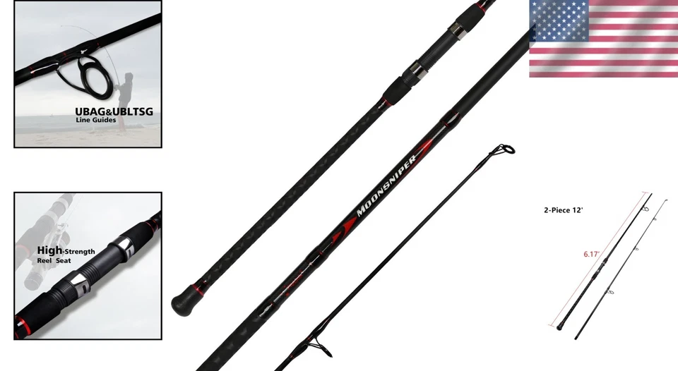 Caña de pescar giratoria de surf de grafito de 10 pies 2 piezas/4 piezas - potencia ligera Foto 2 de 4